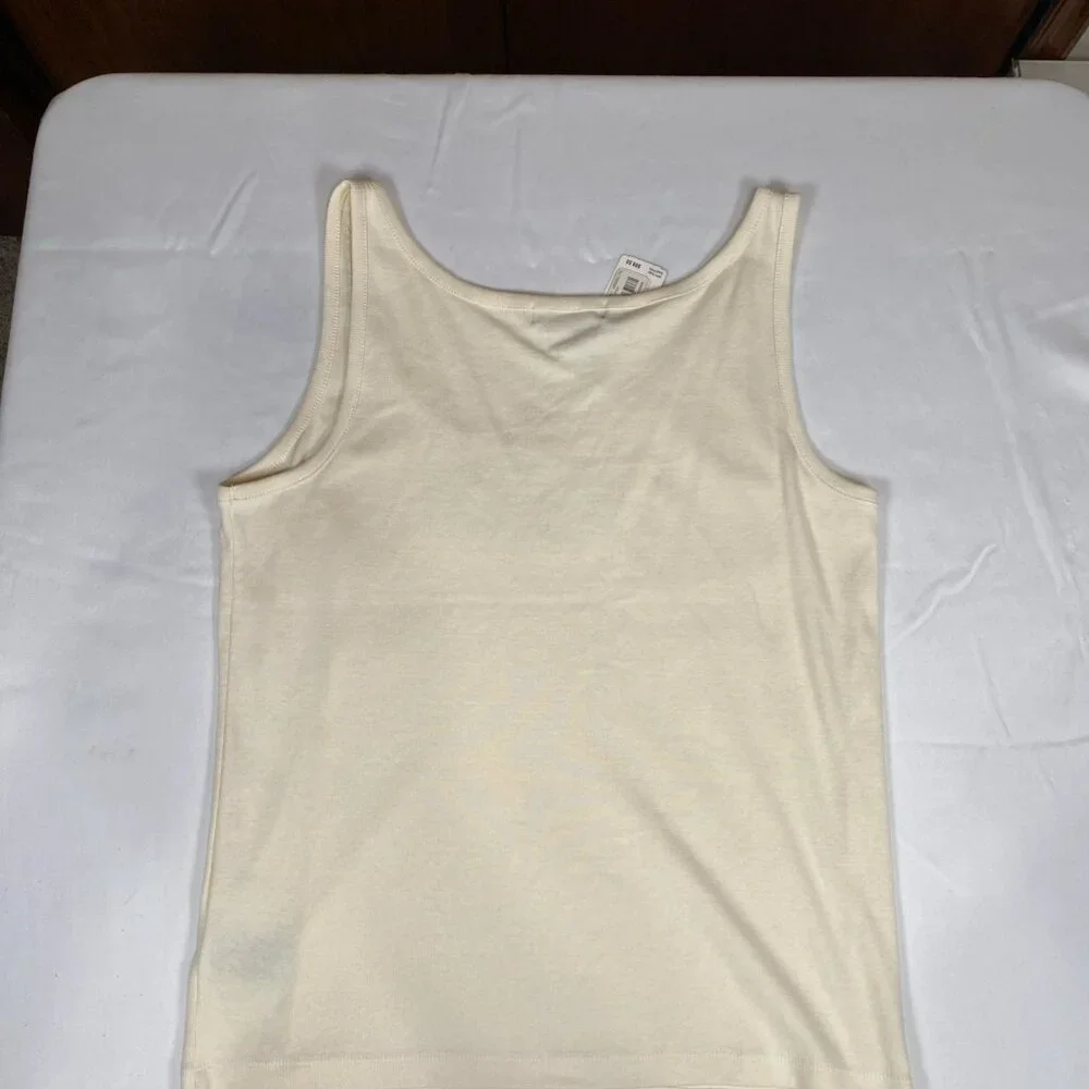 NWT Lauren Ralph Lauren Bead Embellished Tank XL Cotton Cream - Picture 5 of 5